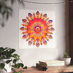 Vibrant Floral Mandala Fine Art Poster — Boho Wall Decor for Living Room & Meditation