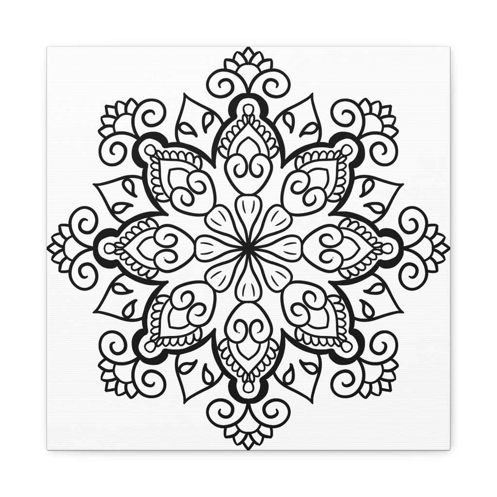 Handmade Mandala Art - Black & White Wall Art - Matte Canvas, Stretched, 125 - Intricate handmade mandala design in black and white on stretched matte canvas