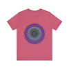 Beautiful purple and green mandala tee with intricate and vibrant design