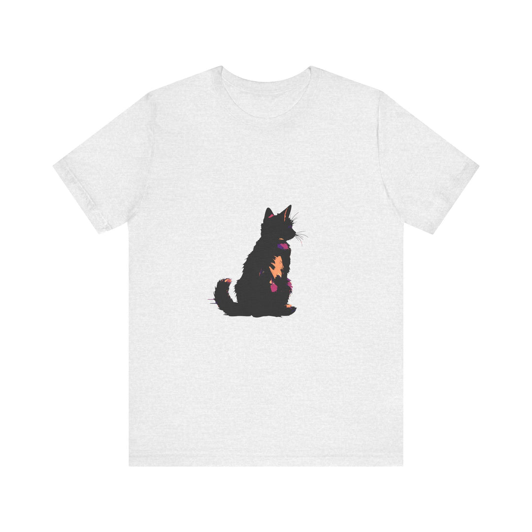 Black Cat Mystery Abstract T-Shirt with intricate design and striking black cat graphic