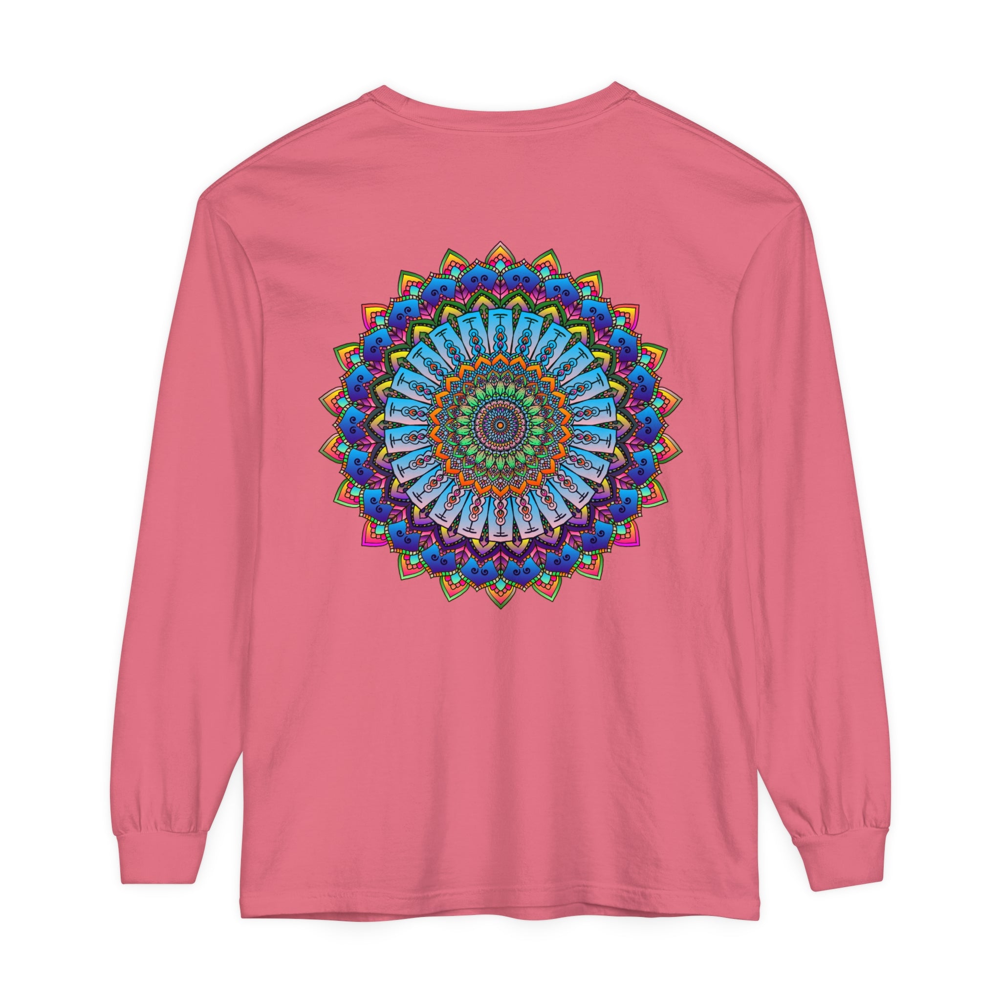 Colorful and intricate mandala design long sleeve unisex t-shirt