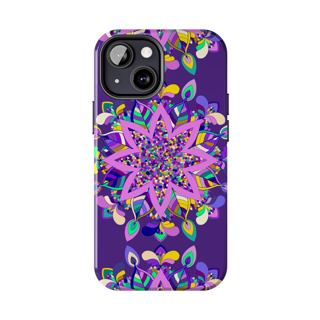 Hand drawn purple mandala art phone case for iPhone X/XS