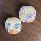 Playful New Year Cat Round Floor Pillow