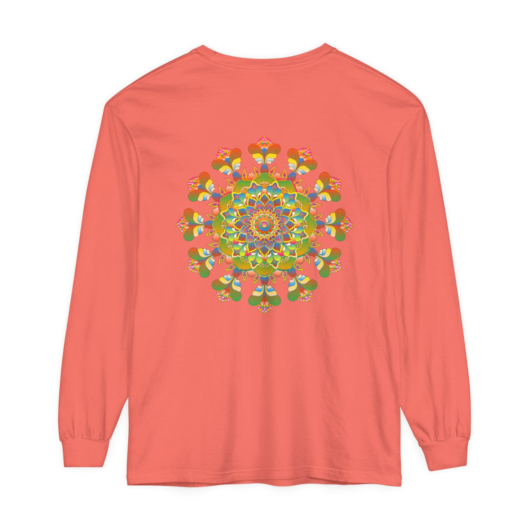 Colorful long sleeve T-shirt featuring a vibrant mandala design