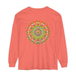 Colorful long sleeve T-shirt featuring a vibrant mandala design