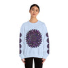 Unisex Heavy Blend™ Crewneck Sweatshirt with Purple Mandala Design, cozy and stylish