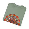 Unisex Mandala T-Shirt featuring intricate hand-drawn mandala art on 100% ring-spun cotton, garment-dyed for extra comfort