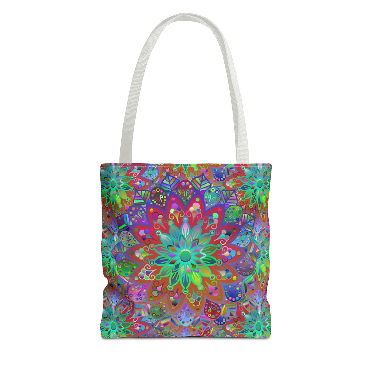 Psychedelic Mandala Tote Bag — Colorful Boho All-Over Print Tote