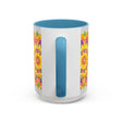 Colorful mandala mug featuring a beautiful and intricate bohemian art design