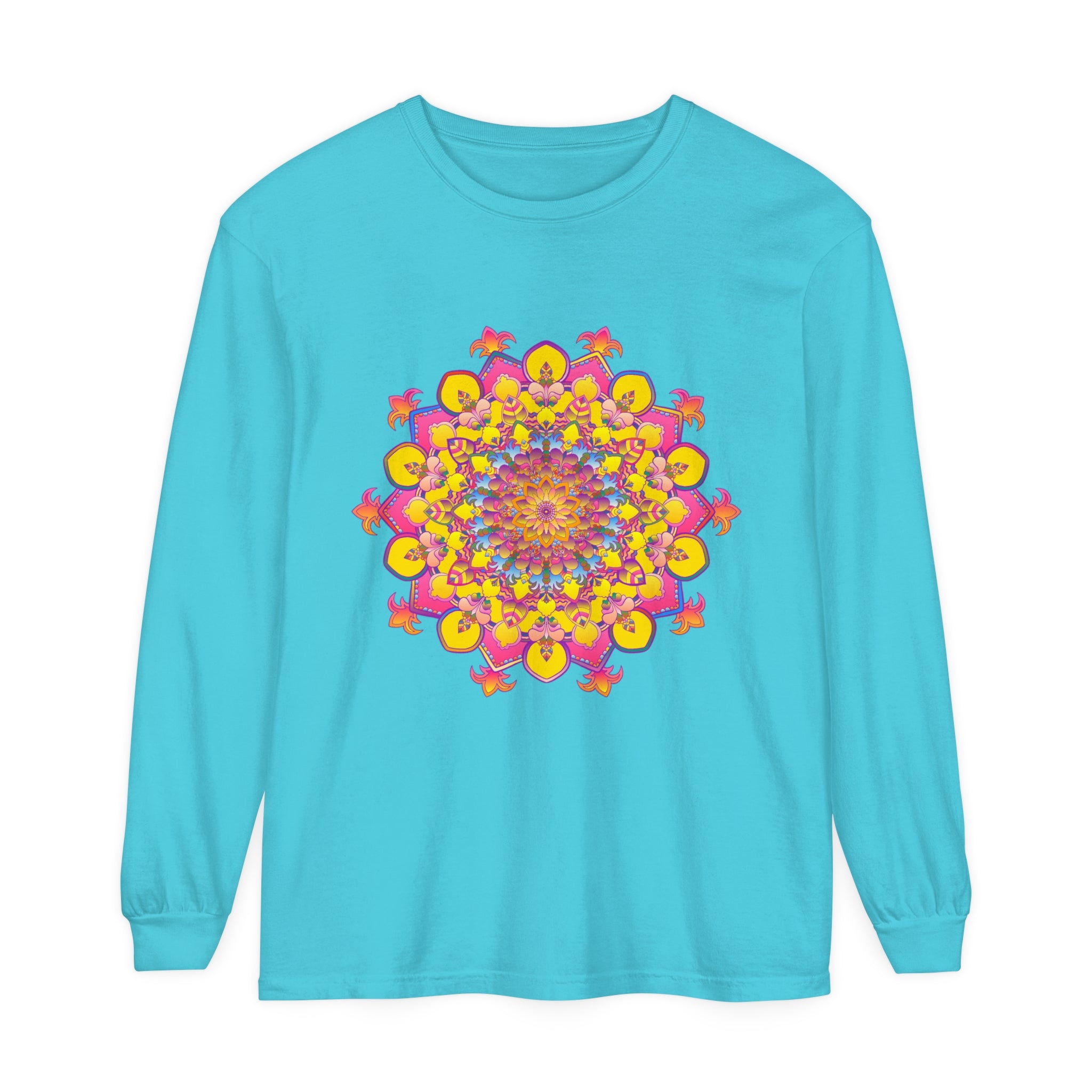 Colorful and intricate mandala design long sleeve t-shirt for all genders