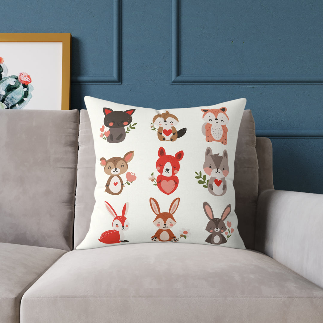 Whimsical Animal Print Pillow, Cozy Home Décor, Gift for Animal Lovers, Nursery Accent, Cute Throw Pillow, Seasonal Decoration