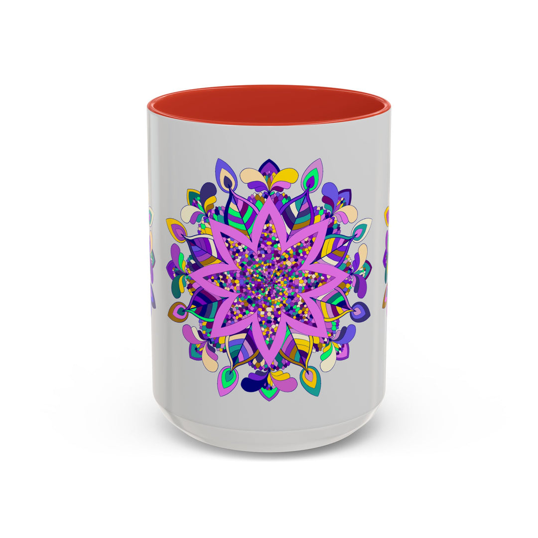 Mug with Mandala Art on Light Grey Background 