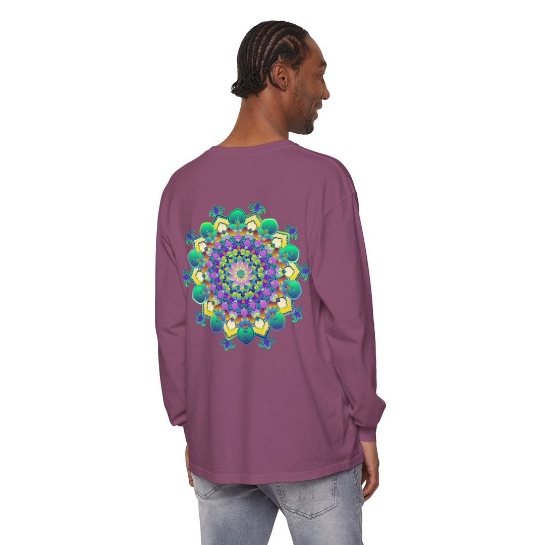 Intricate Mandala Long Sleeve T-Shirt featuring detailed and colorful mandala design