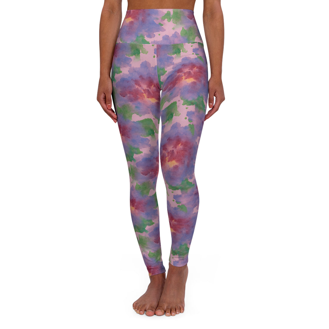 Watercolor Flower Yoga Leggings – Artistic Activewear for Gym & Pilates