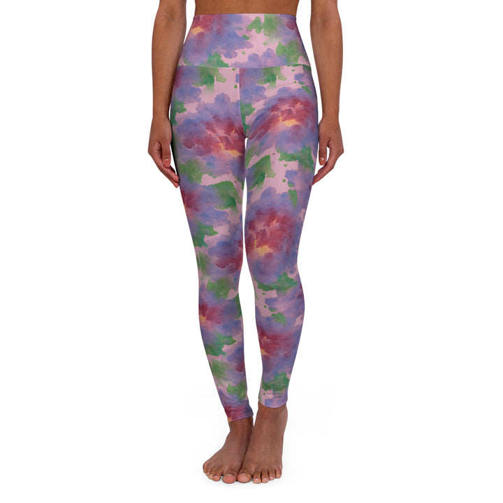 Watercolor Flower Yoga Leggings – Artistic Activewear for Gym & Pilates