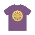 A detailed and colorful mandala design t-shirt promoting spiritual peace and harmony