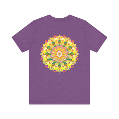 A detailed and colorful mandala design t-shirt promoting spiritual peace and harmony