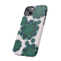 Beautiful light pink and green mandala phone case with peaceful and intricate design