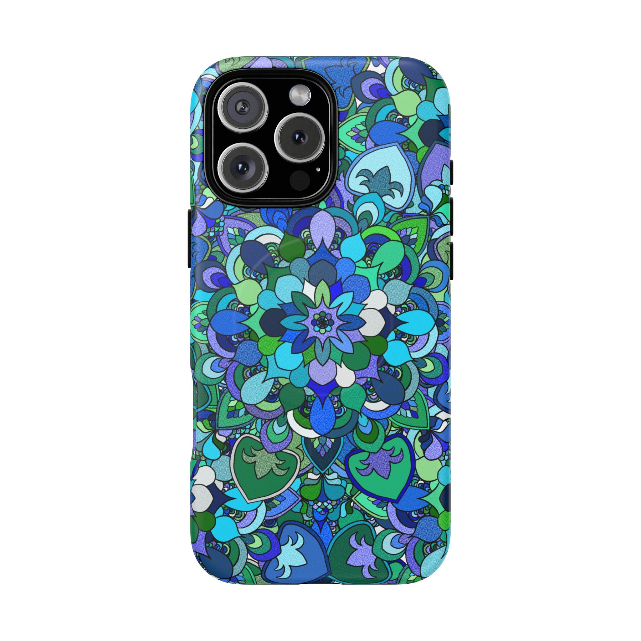 Floral Mandala Tough Magnetic Phone Case — Blue Green Pattern
