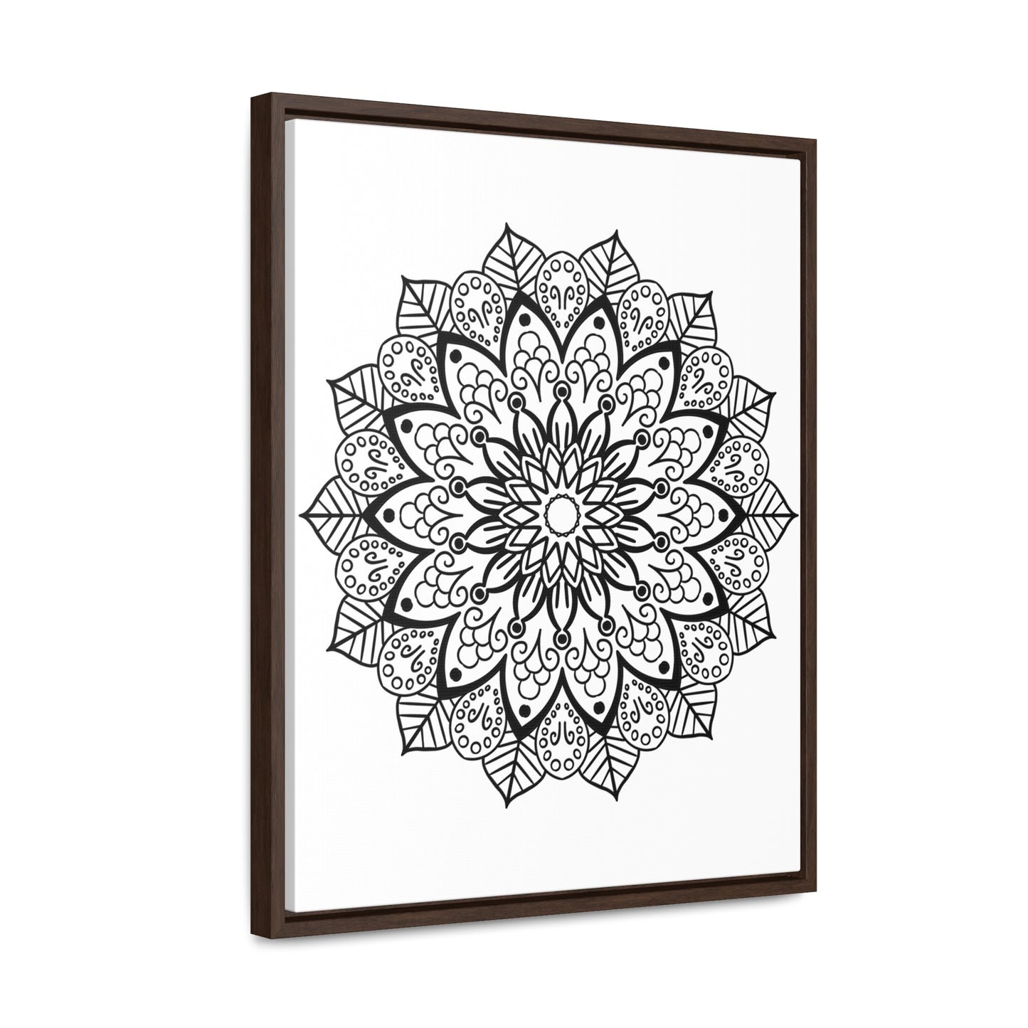 Handmade Mandala Art in Black and White, Gallery Canvas Wraps, Vertical Frame - Stunning Wall Art