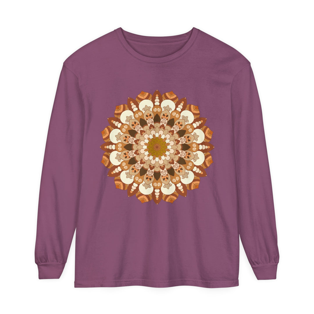 Intricate Mandala Unisex Long Sleeve T-Shirt in black and white