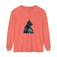 Black Cat Watercolor Long Sleeve T-Shirt with vibrant watercolor design