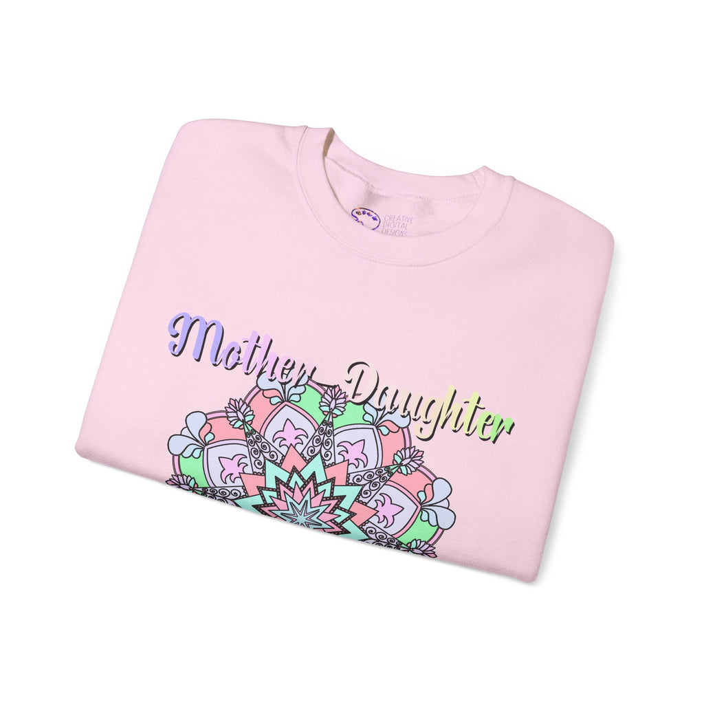 Felpa Girocollo Legame Madre-Figlia — Regalo di Famiglia Mandala Floreale