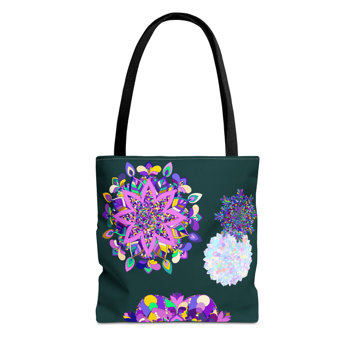 Colorful and patterned mandala tote bag with braided handles and spacious interior