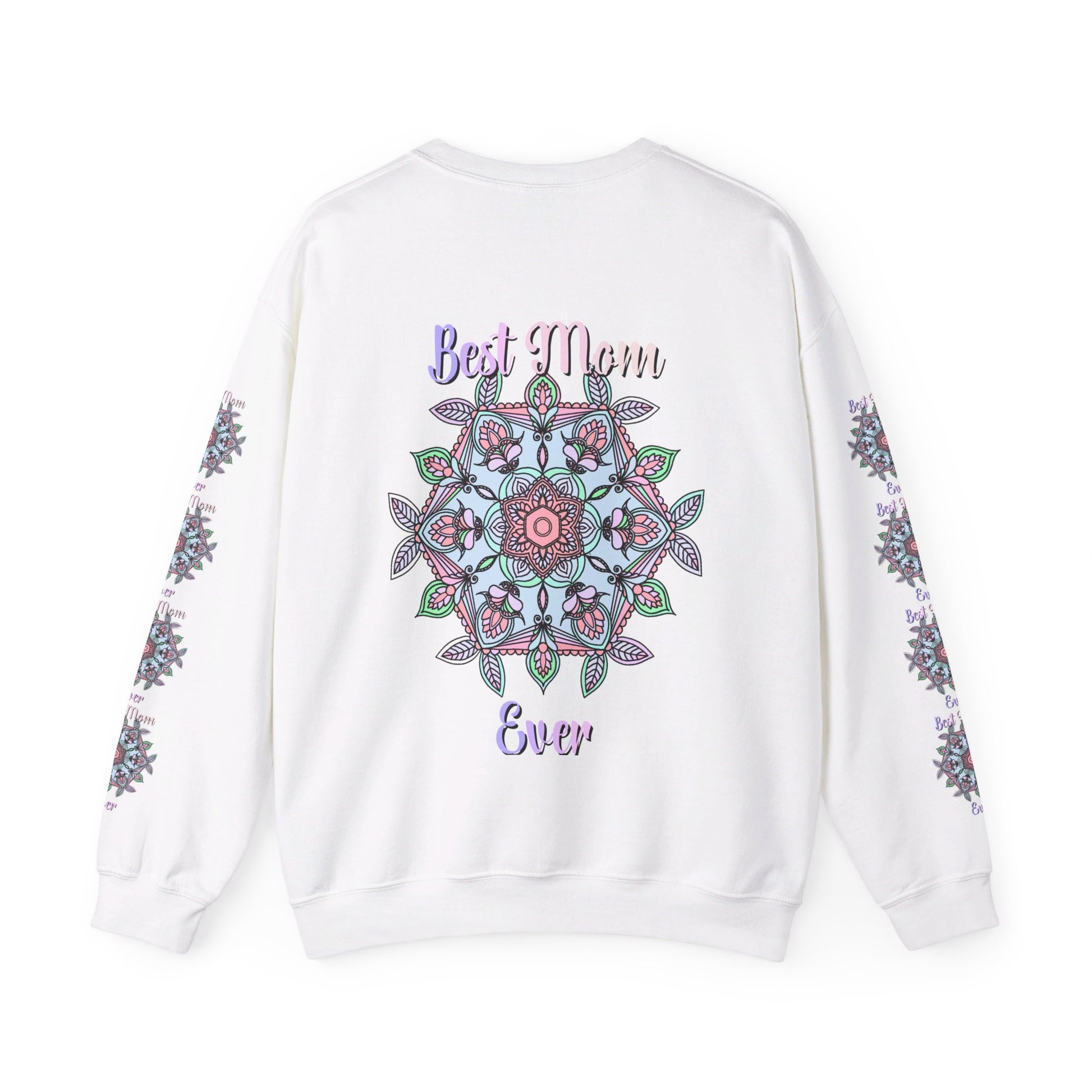 Black unisex crewneck sweatshirt with white text that reads 'Best Mom Ever' - perfect birthday gift for Mom