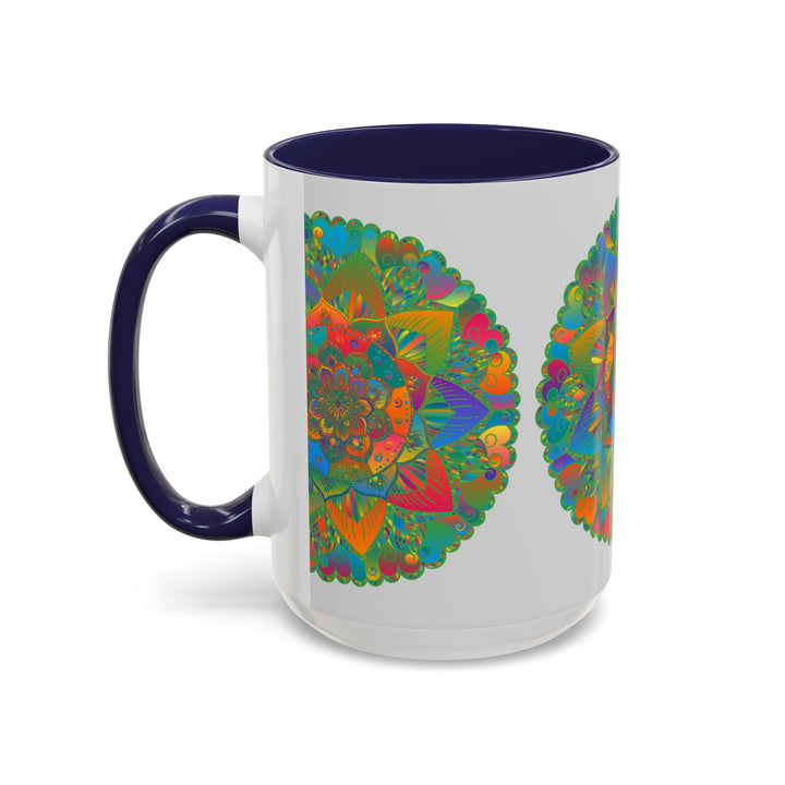 Colorful floral mandala art mug adorned with a vibrant and detailed design