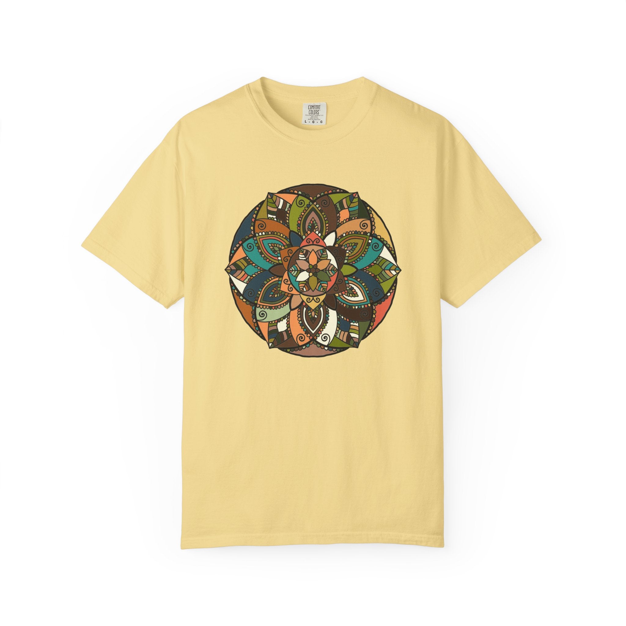 Mandala Earth Flora T-Shirt — Earthy Tones Geometric Art Tee