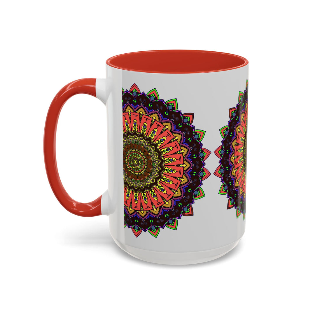 Beautiful mandala art mug with vibrant colors and spiritual design