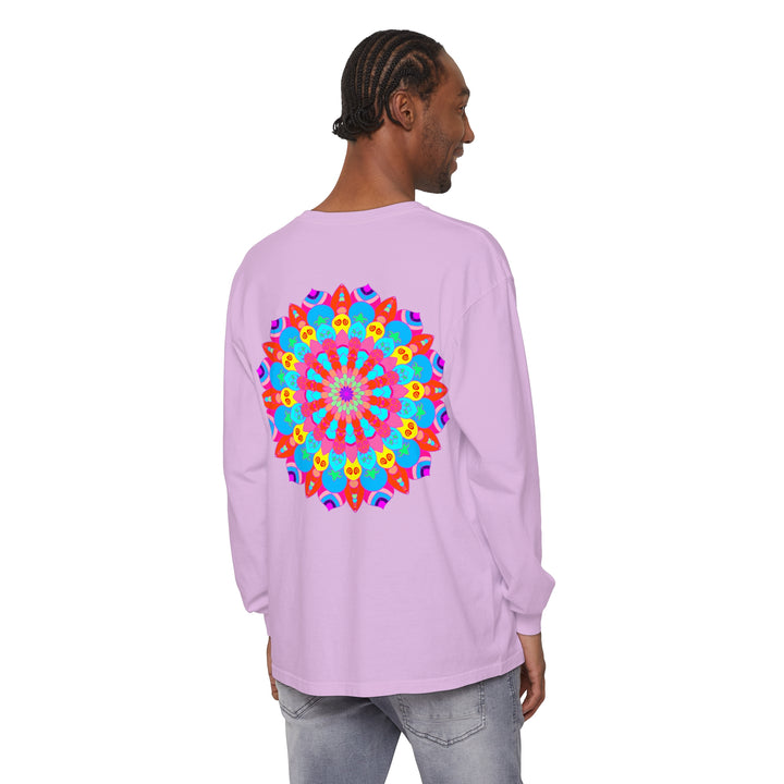 Colorful Mandala Unisex Long Sleeve T-Shirt with vibrant, intricate design and comfortable fit