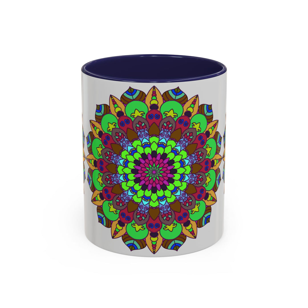 Elegant and eye-catching mandala art mug featuring a vibrant floral design