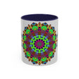Elegant and eye-catching mandala art mug featuring a vibrant floral design