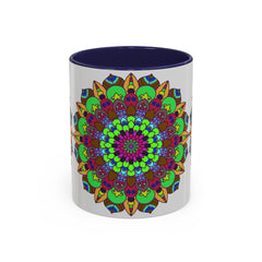 Elegant and eye-catching mandala art mug featuring a vibrant floral design
