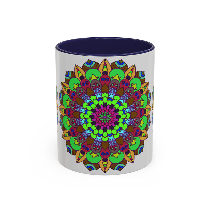 Elegant and eye-catching mandala art mug featuring a vibrant floral design