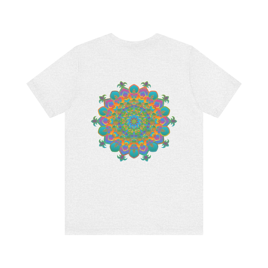 A vibrant mandala tee featuring intricate spiritual designs for peace and harmony