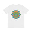 A vibrant mandala tee featuring intricate spiritual designs for peace and harmony