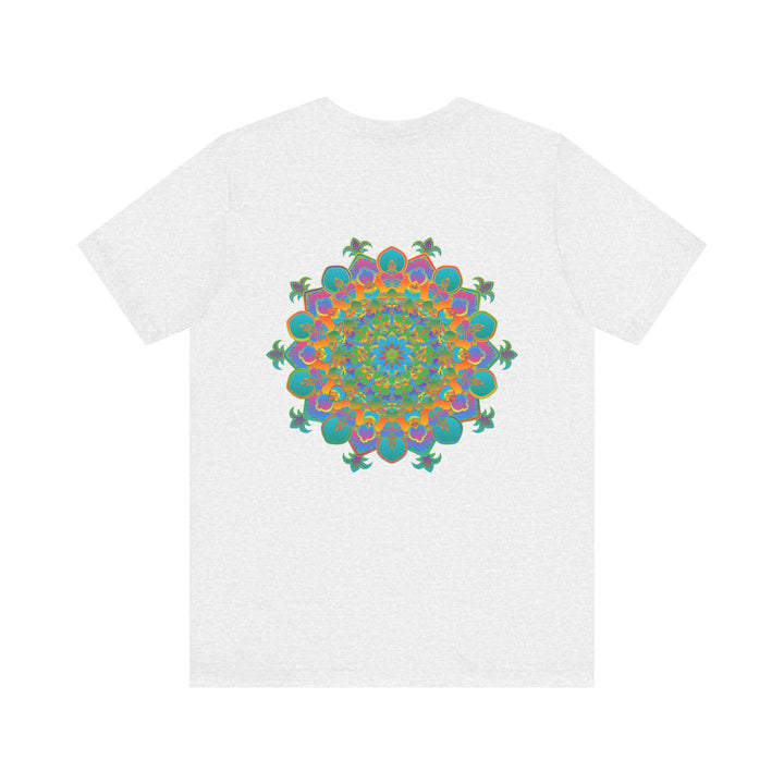 A vibrant mandala tee featuring intricate spiritual designs for peace and harmony