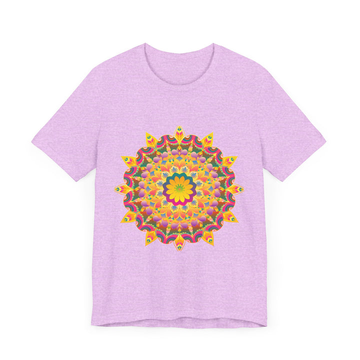 Vibrant mandala T-shirt featuring colorful, intricate spiritual art design for a unique and eye-catching fashion statement