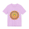 Vibrant mandala T-shirt featuring colorful, intricate spiritual art design for a unique and eye-catching fashion statement