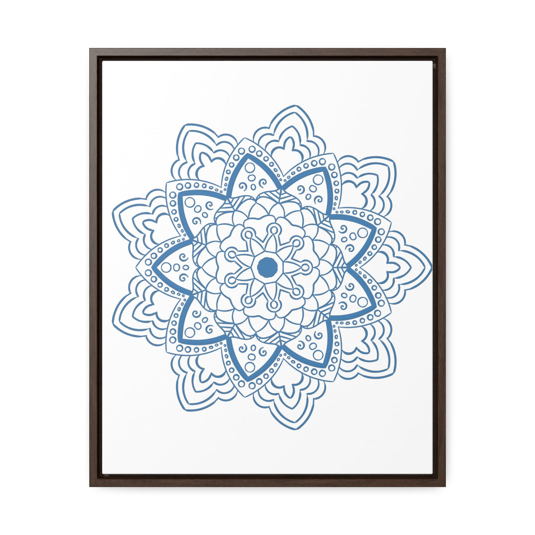 Mandala Handmade Art in Steel Blue on Gallery Canvas Wraps