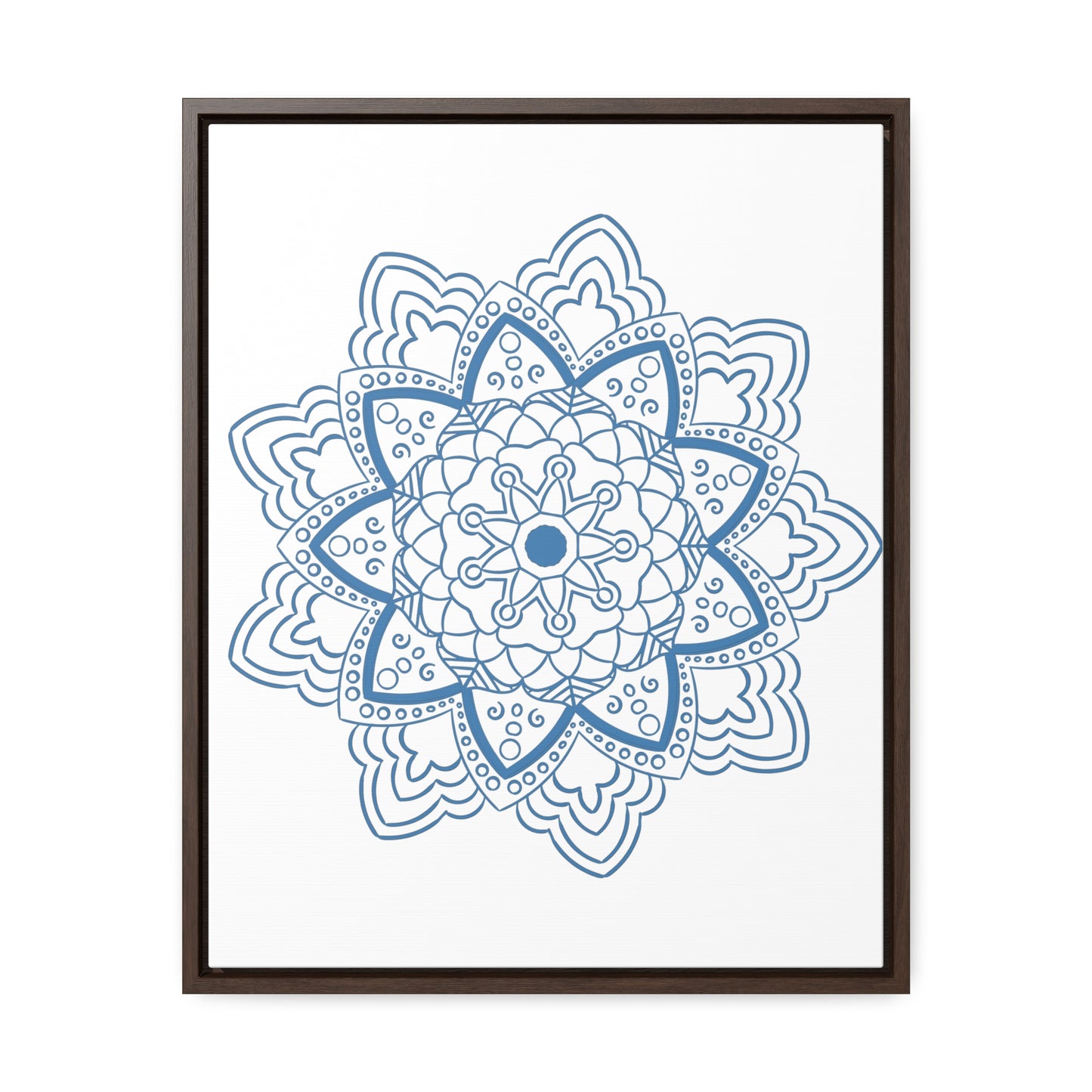 Mandala Handmade Art in Steel Blue on Gallery Canvas Wraps