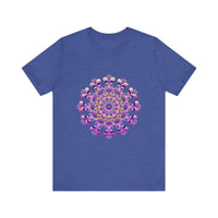 Beautiful black tee with intricate floral mandala design, perfect for stylish casual wear