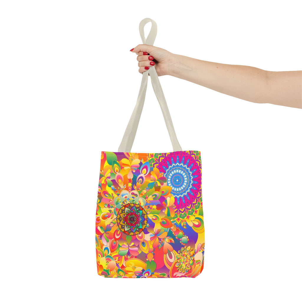 Psychedelic Floral Mandala Tote Bag