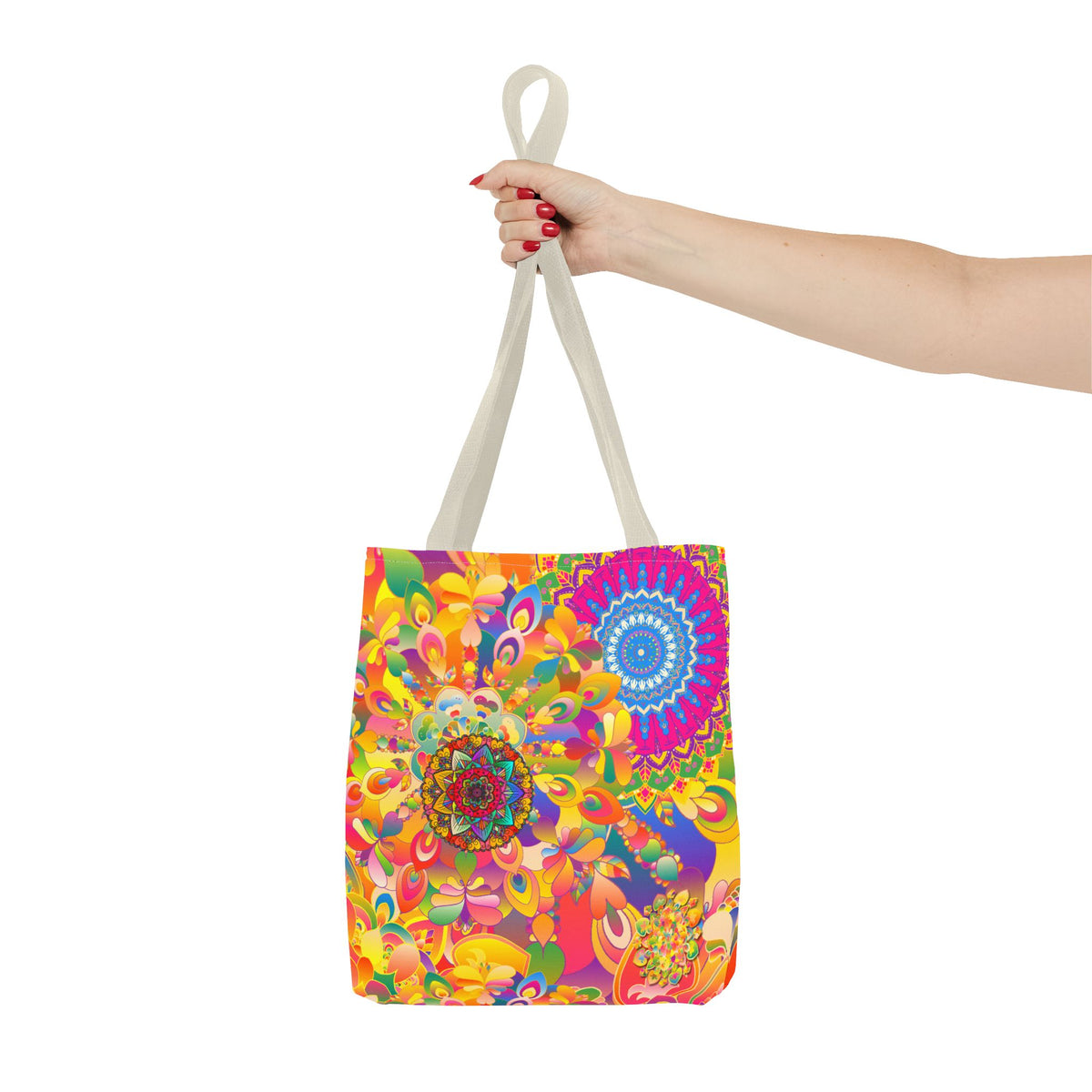 Psychedelic Floral Mandala Tote Bag