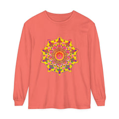 Vibrant Mandala Unisex Long Sleeve T-Shirt featuring a colorful, intricate mandala design
