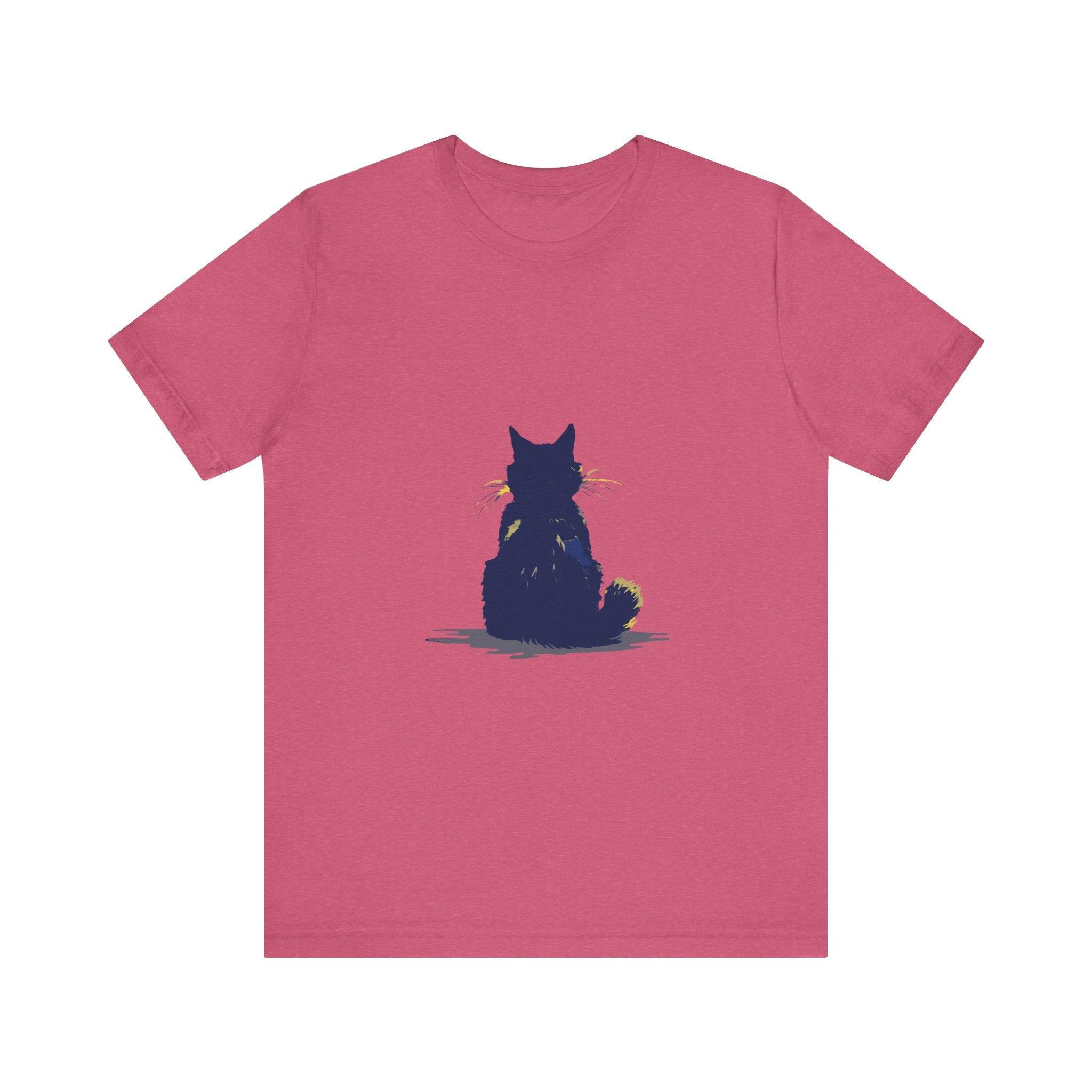 Black Cat Mystery T-Shirt - Simple & Cool: A black t-shirt featuring a mysterious black cat graphic, perfect for a stylish and edgy look