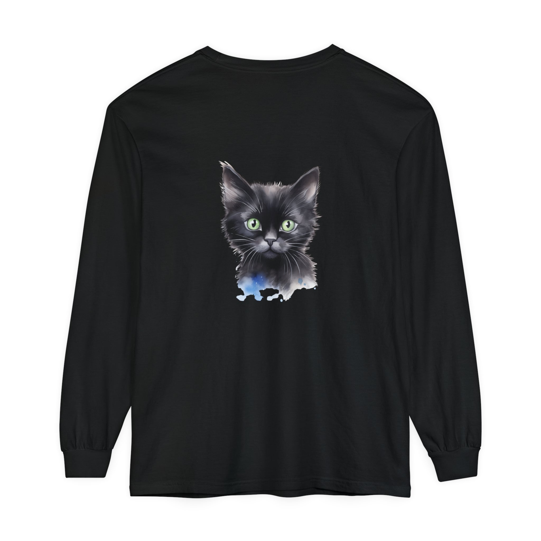 Black Cat Watercolor Unisex T-Shirt - Stylish and comfortable graphic tee for men and women with a beautiful watercolor design of a black cat